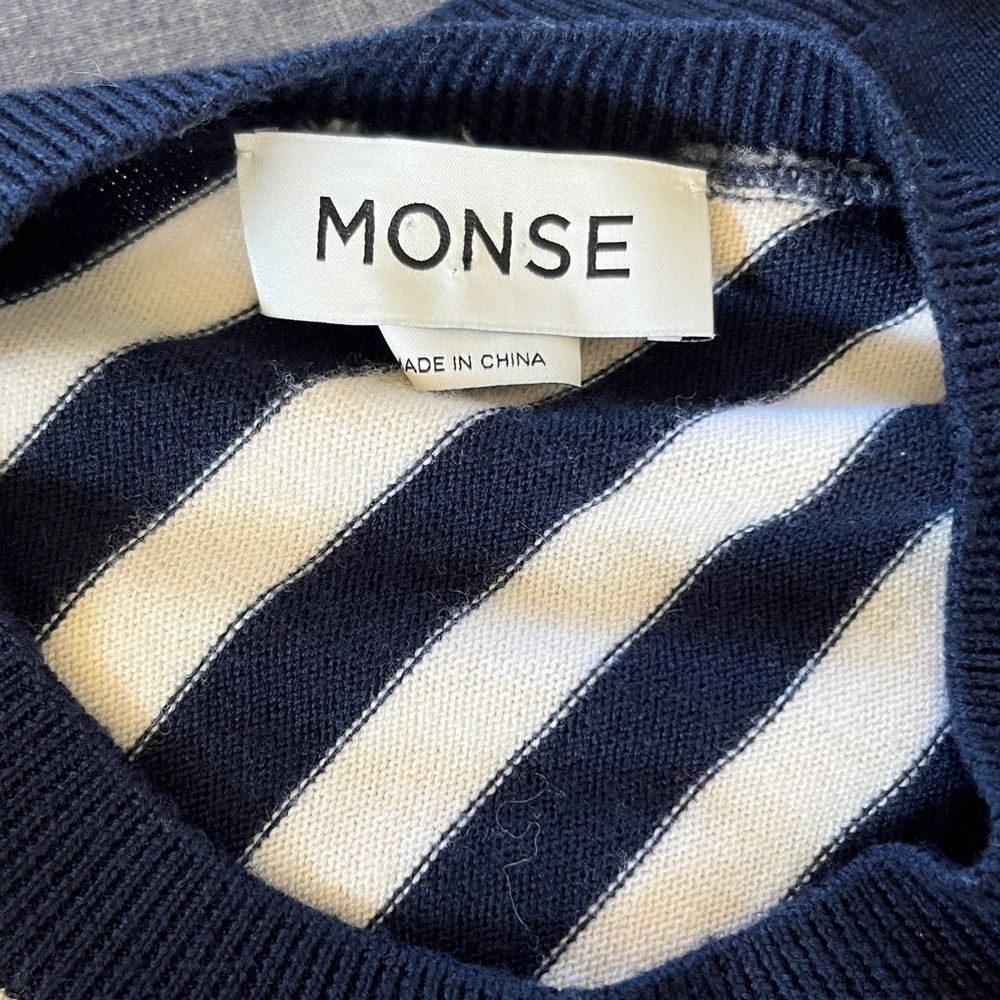 MONSE Navy and White Striped Knit Top Size M - Picture 5 of 8